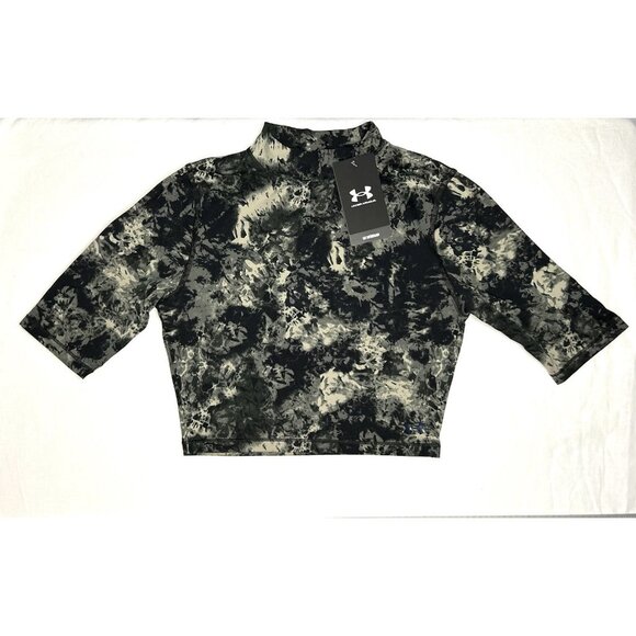 UNDER ARMOUR Cropped Top Women's Size S Meridian Print Running Shirt Gym Workout - Picture 10 of 11